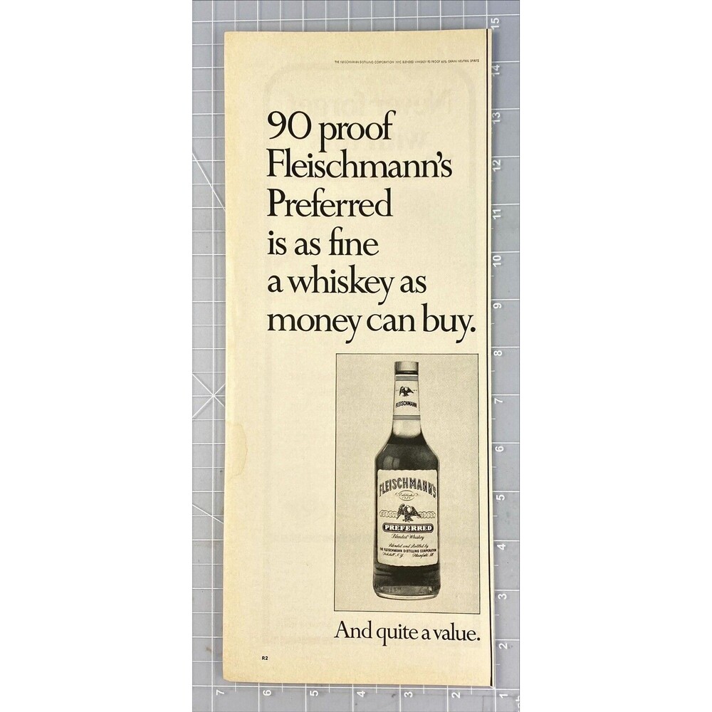 Fleischmann's Preferred Blended Whiskey "as fine as Money Can Buy" Print Ad 1967